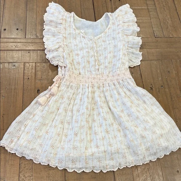 Louise Louise metallic stripe tassel fit and flare flutter sleeve dress size 6 - Picture 8 of 9